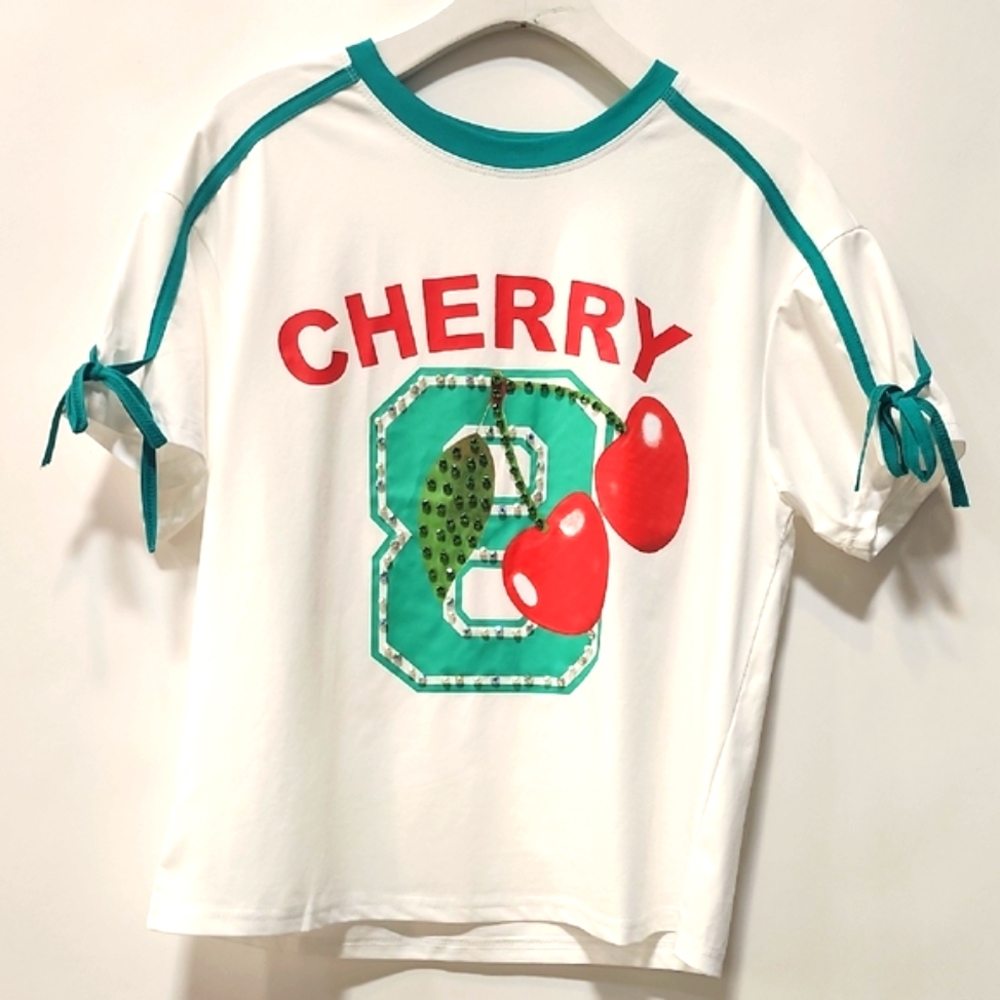 Cherry Graphic T-Shirt - White and Green